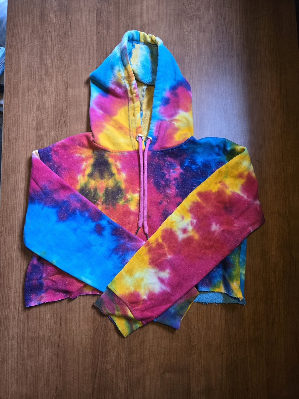 Marissa Rose Tie-Dye Hooded Pullover Sweatshirt - Blue, Pink, Yellow, Purple